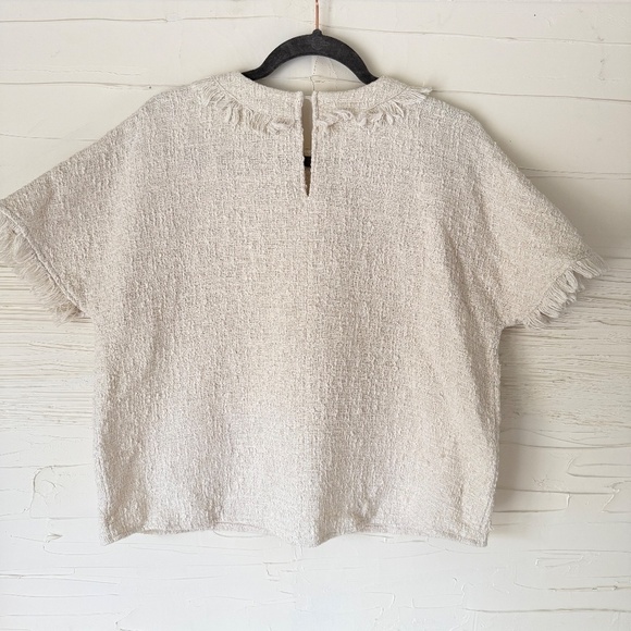 Zara | High-Fashion Tweed Fringe Blouse – Cream (XS-S) - Picture 7 of 7